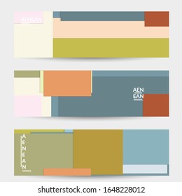 Abstract web wallpaper with paper cut overlapping geometric shapes. Vintage banner. Art with retro colored vector background objects. Material design. Artistic geometric pattern. Vector illustration. 
