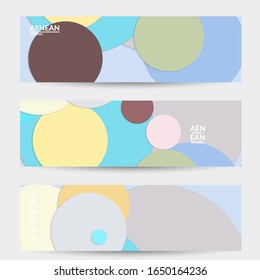 Abstract web wallpaper with paper cut overlapping geometric shapes. Vintage banner. Art with retro colored vector background objects. Material design. Artistic geometric pattern. Vector illustration. 