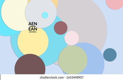 Abstract web wallpaper with paper cut overlapping circles. Vintage poster. Art with retro colored vector background objects. Material design. Artistic stationary template for wed technologies. 