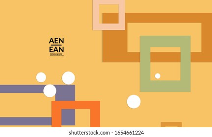 Abstract web wallpaper with paper cut overlapping geometric shapes. Vintage poster. Art with retro colored vector background objects. Material design. Marketing technologies for natural environment