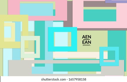 Abstract web wallpaper with paper cut overlapping rectangular frames. Vintage poster. Art with retro colored vector background objects. Material design. Marketing technologies for natural environment