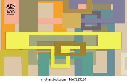 Abstract web wallpaper with paper cut overlapping rectangular frames. Vintage poster. Art with retro colored vector background objects. Material design. Marketing technologies for natural environment