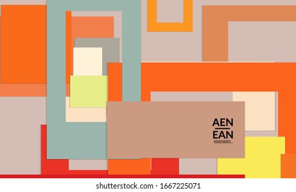 Abstract web wallpaper with paper cut overlapping rectangular frames. Vintage poster. Art with retro colored vector background objects. Material design. Marketing technologies for natural environment