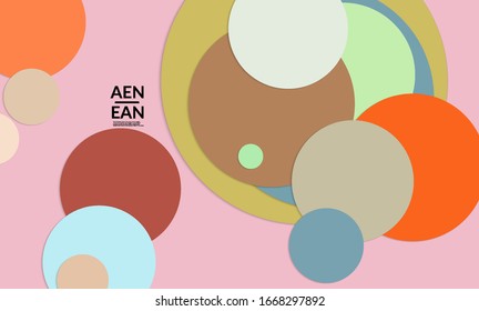 Abstract web wallpaper with paper cut overlapping circles. Vintage poster. Art with retro colored vector background objects. Material design. Artistic stationary template for wed technologies. 
