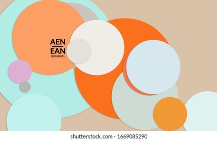 Abstract web wallpaper with paper cut overlapping circles. Vintage poster. Art with retro colored vector background objects. Material design. Artistic stationary template for wed technologies. 
