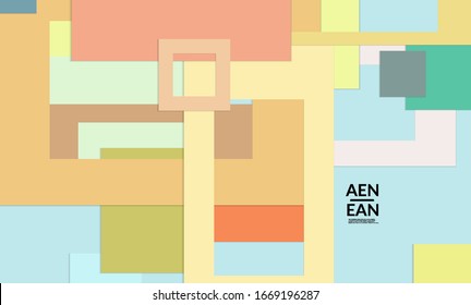 Abstract web wallpaper with paper cut overlapping rectangular frames. Vintage poster. Art with retro colored vector background objects. Material design. Marketing technologies for natural environment