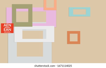 Abstract web wallpaper with paper cut overlapping rectangle frames. Vintage poster. Art of retro colored vector background objects. Material design. Artistic stationary template for wed technologies. 