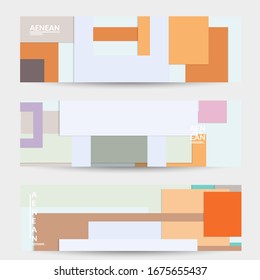 Abstract web wallpaper with paper cut overlapping geometric shapes. Vintage banner. Art with retro colored vector background objects. Material design. Artistic geometric pattern. Vector illustration. 