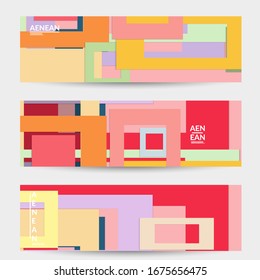 Abstract web wallpaper with paper cut overlapping geometric shapes. Vintage banner. Art with retro colored vector background objects. Material design. Artistic geometric pattern. Vector illustration. 