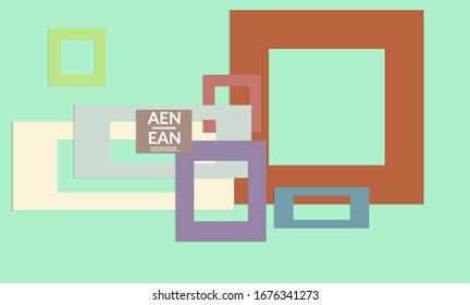 Abstract web wallpaper with paper cut overlapping rectangle frames. Vintage poster. Art of retro colored vector background objects. Material design. Artistic stationary template for wed technologies. 