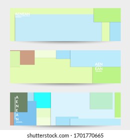 Abstract web wallpaper with paper cut overlapping geometric shapes. Vintage banner. Art with retro colored vector background objects. Material design. Artistic geometric pattern. Vector illustration. 