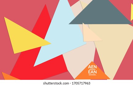 Abstract web wallpaper with paper cut overlapping triangles. Vintage poster. Art with retro colored vector background objects. Material design. Artistic stationary template for wed technologies.
