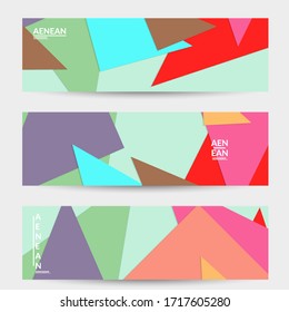 Abstract web wallpaper with paper cut overlapping geometric shapes. Vintage banner. Art with retro colored vector background objects. Material design. Artistic geometric pattern. Vector illustration. 