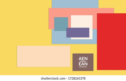 Abstract web wallpaper with paper cut overlapping rectangles. Vintage poster. Art with retro colored vector background objects. Material design. Artistic stationary template for wed technologies. 