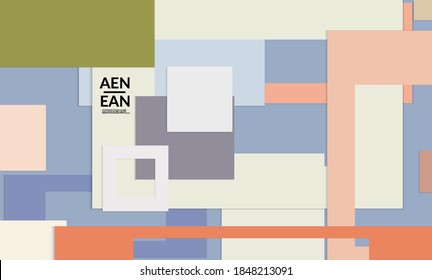 Abstract web wallpaper with paper cut overlapping rectangular frames. Vintage poster. Art with retro colored vector background objects. Material design. Marketing technologies for natural environment