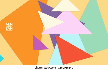 Abstract web wallpaper with paper cut overlapping triangles. Vintage poster. Art with retro colored vector background objects. Material design. Artistic stationary template for wed technologies.