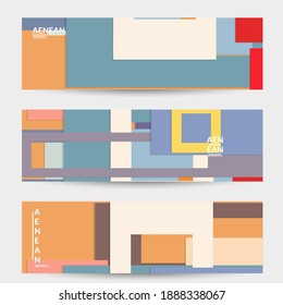 Abstract web wallpaper with paper cut overlapping geometric shapes. Vintage banner. Art with retro colored vector background objects. Material design. Artistic geometric pattern. Vector illustration. 