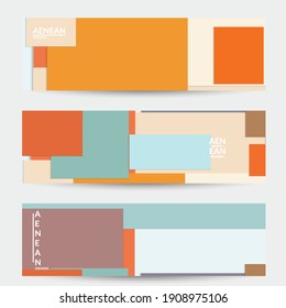 Abstract web wallpaper with paper cut overlapping geometric shapes. Vintage banner. Art with retro colored vector background objects. Material design. Artistic geometric pattern. Vector illustration. 