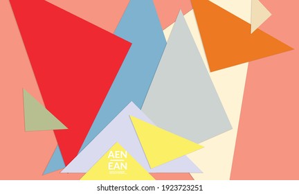 Resumen de fondo de pantalla web con triángulos superpuestos de corte de papel. Afiche de época. Arte con objetos de fondo vectoriales de color retro. Diseño material. Plantilla estacionaria artística para tecnologías caseras.