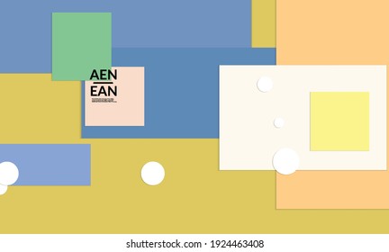 Abstract web wallpaper with paper cut overlapping geometric shapes. Vintage poster. Art with retro colored vector background objects. Material design. Marketing technologies for natural environment