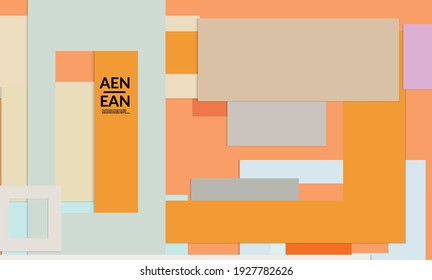 Abstract web wallpaper with paper cut overlapping rectangular frames. Vintage poster. Art with retro colored vector background objects. Material design. Marketing technologies for natural environment