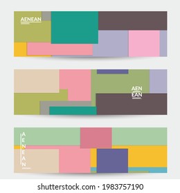 Abstract web wallpaper with paper cut overlapping geometric shapes. Vintage banner. Art with retro colored vector background objects. Material design. Artistic geometric pattern. Vector illustration. 