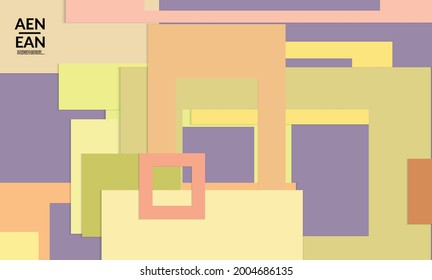 Abstract web wallpaper with paper cut overlapping rectangular frames. Vintage poster. Art with retro colored vector background objects. Material design. Marketing technologies for natural environment