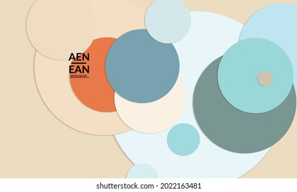 Abstract web wallpaper with paper cut overlapping circles. Vintage poster. Art with retro colored vector background objects. Material design. Artistic stationary template for wed technologies. 