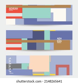 Abstract web wallpaper with paper cut overlapping geometric shapes. Vintage banner. Art with retro colored vector background objects. Material design. Artistic geometric pattern. Vector illustration. 