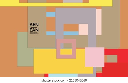 Abstract web wallpaper with paper cut overlapping rectangular frames. Vintage poster. Art with retro colored vector background objects. Material design. Marketing technologies for natural environment
