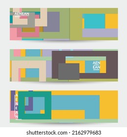 Abstract web wallpaper with paper cut overlapping geometric shapes. Vintage banner. Art with retro colored vector background objects. Material design. Artistic geometric pattern. Vector illustration. 