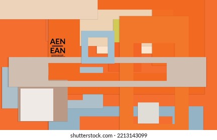 Abstract web wallpaper with paper cut overlapping rectangular frames. Vintage poster. Art with retro colored vector background objects. Material design. Marketing technologies for natural environment