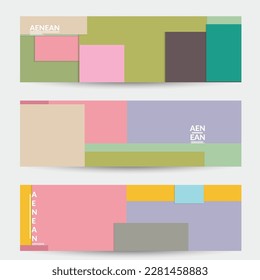 Abstract web wallpaper with paper cut overlapping geometric shapes. Vintage banner. Art with retro colored vector background objects. Material design. Artistic geometric pattern. Vector illustration. 