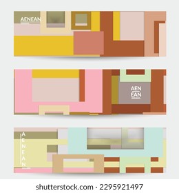 Abstrakte Web-Tapete mit Papier schneiden überlappende geometrische Formen. Vintage-Banner. Kunst mit hintergrundfarbenen Vektorhintergrundobjekten. Materialdesign. Künstlerisches geometrisches Muster. Vektorgrafik. 