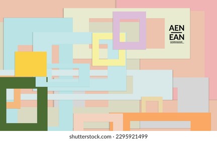 Abstract web wallpaper with paper cut overlapping rectangular frames. Vintage poster. Art with retro colored vector background objects. Material design. Marketing technologies for natural environment