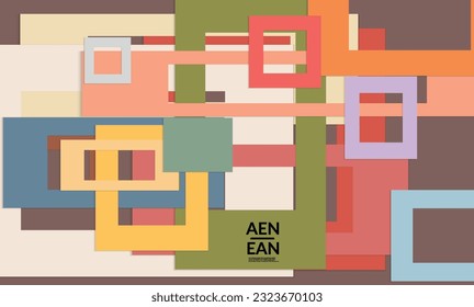 Abstract web wallpaper with paper cut overlapping rectangular frames. Vintage poster. Art with retro colored vector background objects. Material design. Marketing technologies for natural environment