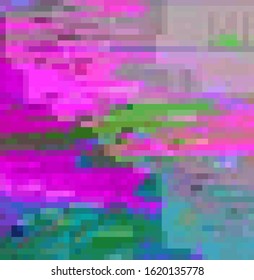 Abstract webpunk and vaporwave style background with pixelated glitched screen. Generative computer art.