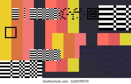 Abstract webpunk and vaporwave style background with pixelated glitched screen. Generative computer art.