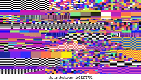 Abstract webpunk and vaporwave style background with pixelated glitched screen.