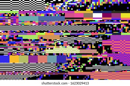 Abstract webpunk and vaporwave style background with pixelated glitched screen. Generative computer art.