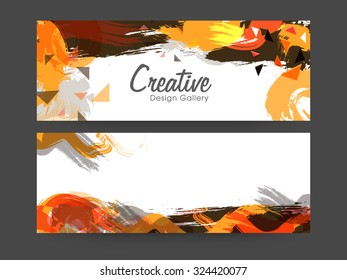 Abstract website header or banner set decorated with colorful splash.