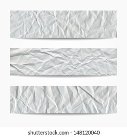 Abstract website header set. Crumpled paper texture banners. Vector illustration 