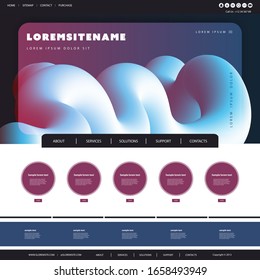 Abstract Website Template Design for Your Business with Red, Blue and White Three Dimensional Shape in the Header