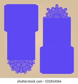 Abstract wedding cutout invitation template. Suitable for lasercutting. Lace folds. Can be used as envelope or cover.