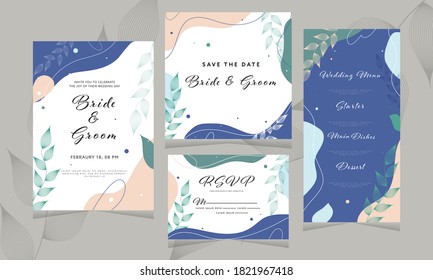 Resumen Diseño de Tarjeta de Invitación de Boda Como Guardar La Fecha, RSVP y Detalles del Menú.