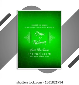 Abstract wedding Invitation elegant green card design