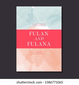 abstract wedding invitation pastel watercolor modern simple card poster printable banner frame vintage ornament background template mockup vector illustration