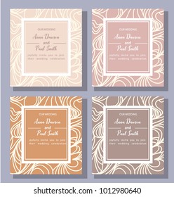 Abstract wedding invitation trendy collection of powdery shades 2018. Layouts for factory printing production 