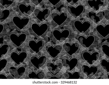 Abstract wedding vector seamless texture with lacy hearts