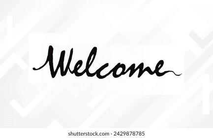 Abstract Welcome to store handmade calligraphy lettering. Bright abstract geometric modern background. liquid shape black and white template banner with gradient color dot technology background 